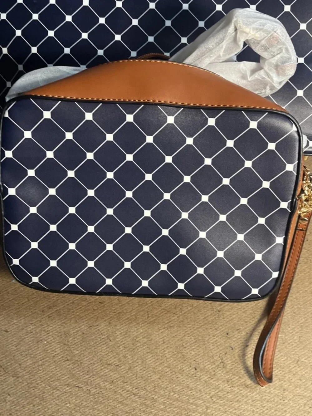 Lovevook Navy Diamond Geometric Tote bag With Matching Handbag & Wallet
